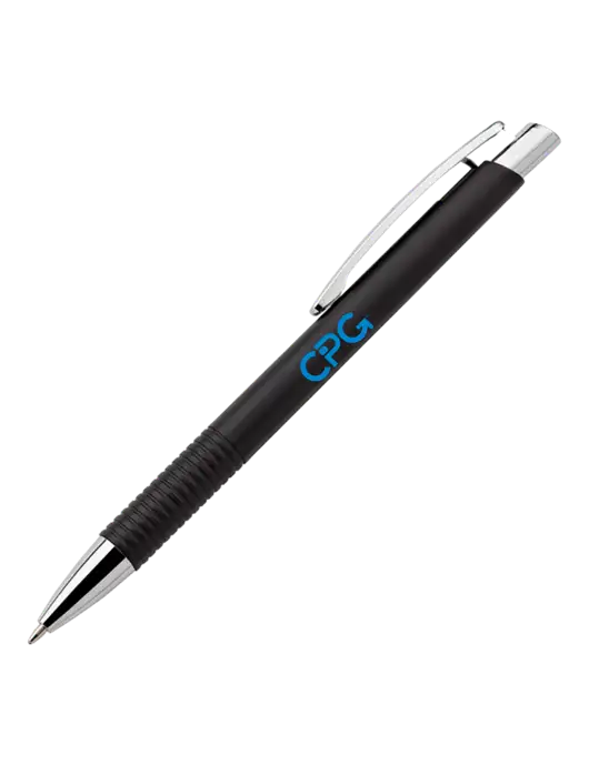 Malay Black Ballpoint Pen - Blue Ink w/CPG Logo