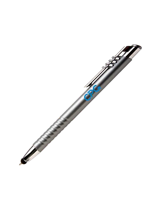 Schirhart Grey Stylus Pen - Blue Ink w/CPG Logo