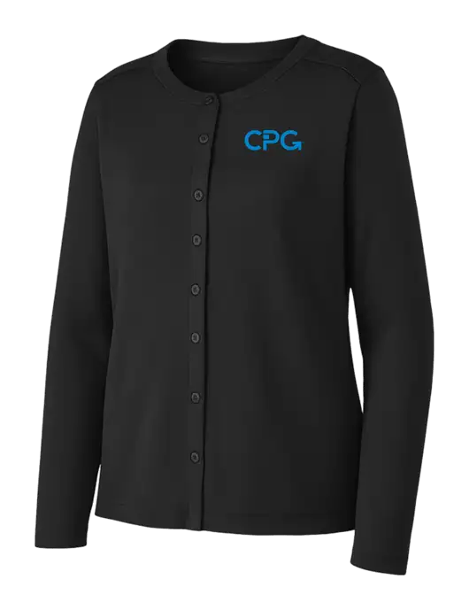 Black Womens Concept Stretch Button-Front Cardigan Sweater w/CPG Logo