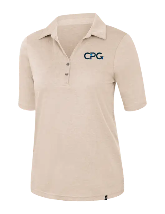 TravisMathew Womens Light Tan Heather Sunsetters Polo w/CPG Logo