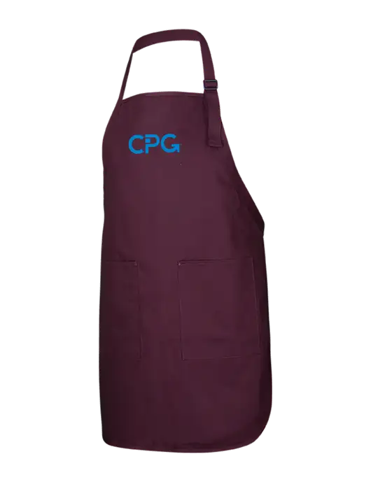 Full-Length Maroon Apron With Pockets w/CPG Logo