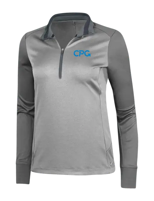 NIKE Athletic Grey/Heather Dark Grey Womens Dry-Fit 1/2 Zip Cover-Up w/CPG Logo