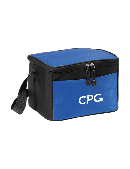 6 Can Twilight Blue/Black Cube Cooler w/CPG Logo