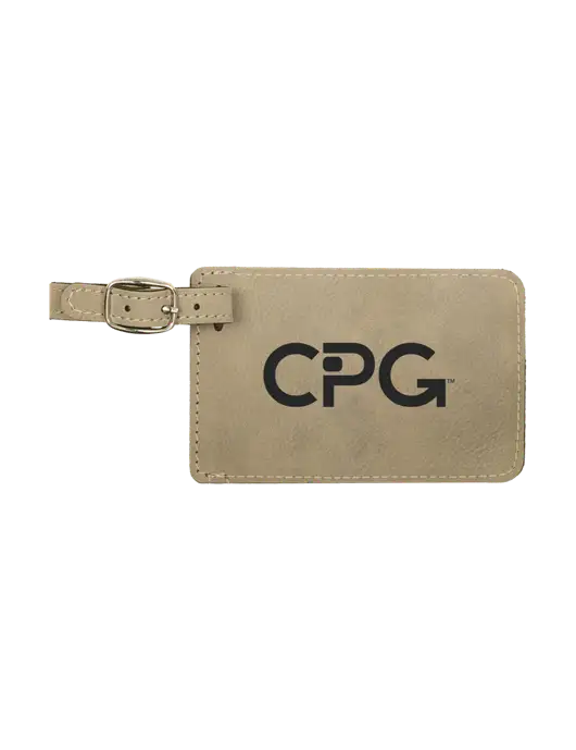 Tan Leatherette Luggage Tag w/CPG Logo