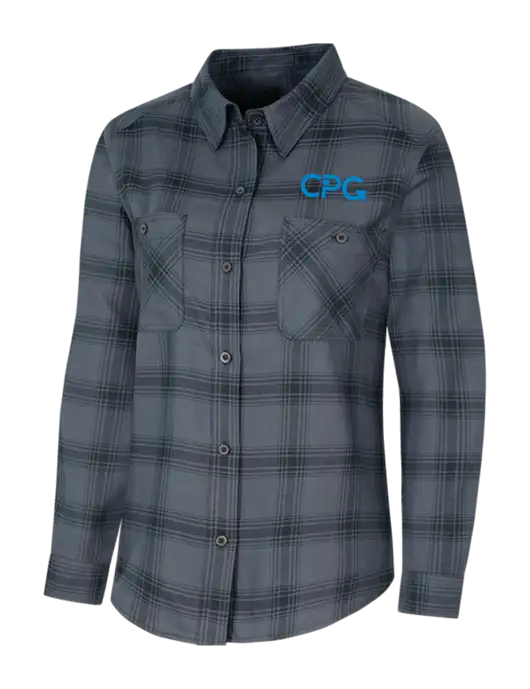 Womens Grey/Black Plaid Flannel Shirt w/CPG Logo