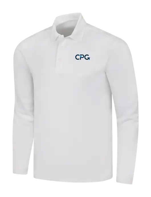 White Silk Touch Performance Long Sleeve Polo w/CPG Logo