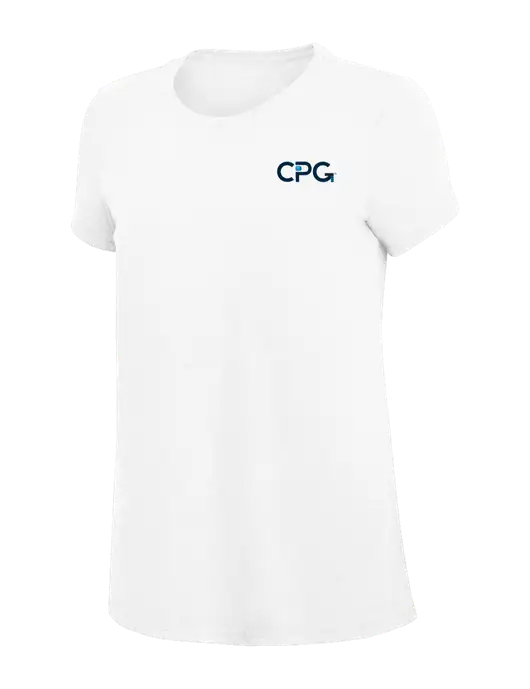 Womens Simply Soft White 4.5oz Poly/Combed Ring Spun Cotton T-Shirt
 w/CPG Logo