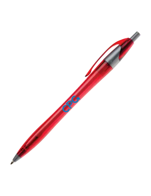 Novella Translucent Red/Silver Jewel Pen - Blue Ink w/CPG Logo
