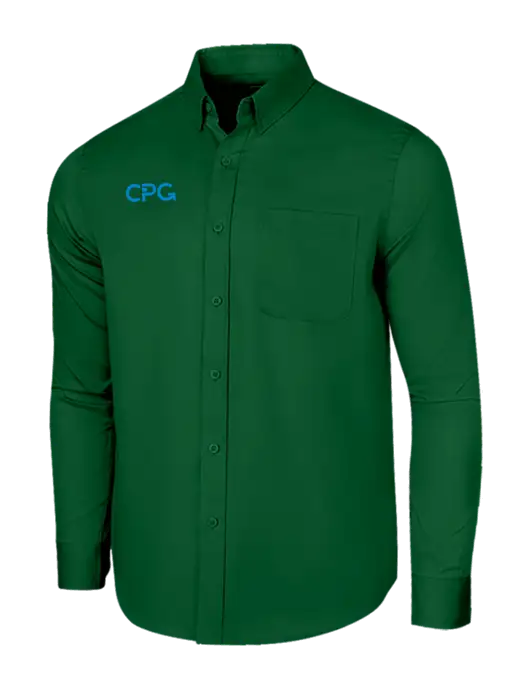Long Sleeve Dark Green Superpro React Twill Shirt w/CPG Logo