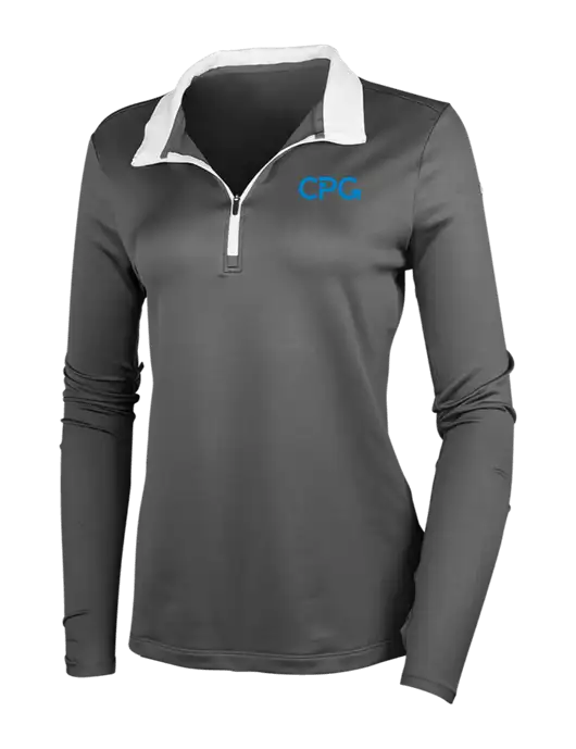 NIKE Dark Grey/White Womens Dry-Fit Stretch 1/2 Zip Cover-Up w/CPG Logo