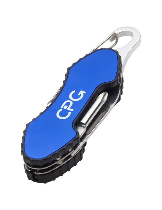 Blue 6 in 1 Tool with Carabiner w/CPG Logo