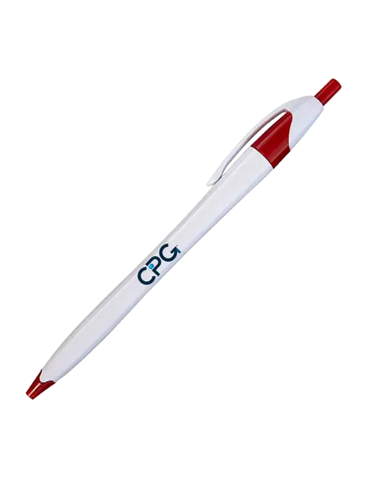 Novella White/Red Classic Pen - Blue Ink w/CPG Logo