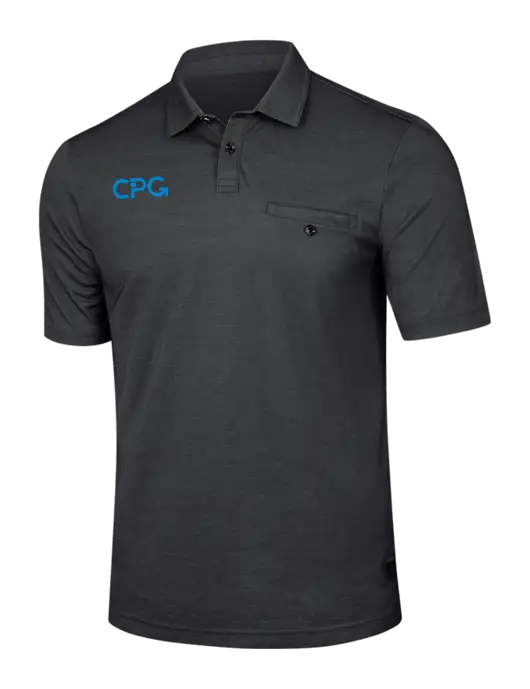 TravisMathew Black Heather Sunsetters Pocket Polo w/CPG Logo