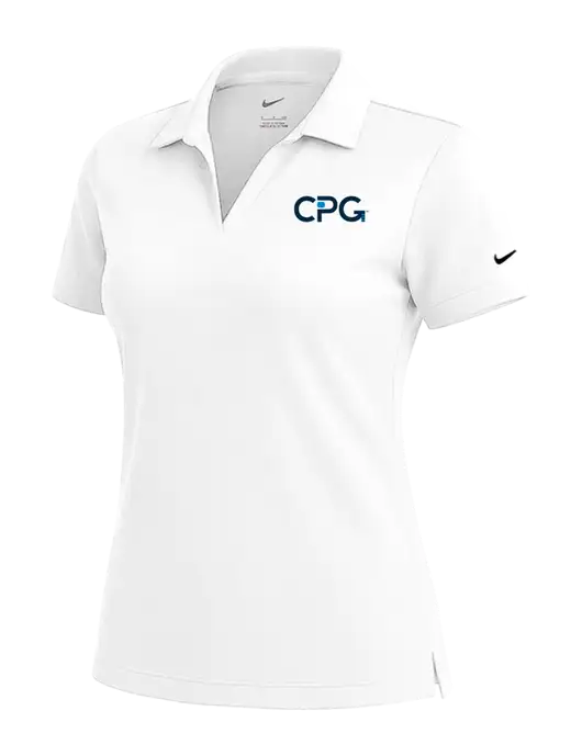 NIKE White Womens Dri-Fit Micro Pique Polo w/CPG Logo