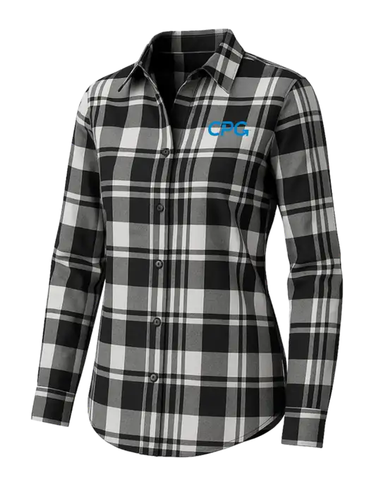 Womens White/Black Plaid Flannel Tunic w/CPG Logo