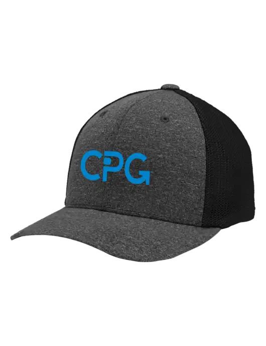 Flexfit Black/Dark Charcoal Heather Melange Mesh Back Trucker Cap w/CPG Logo
