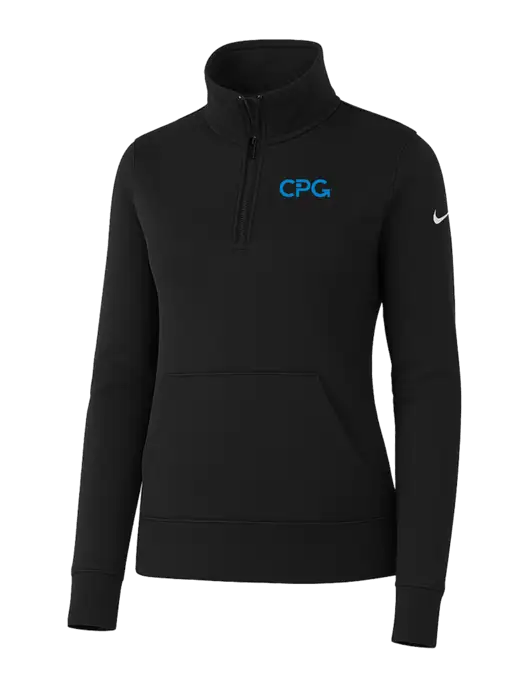 Nike Womens Black Club Fleece Sleeve Swoosh 1/2-Zip w/CPG Logo