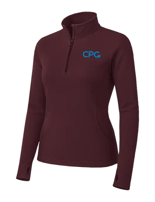 Maroon Womens Sport Wick Stretch 1/4 Zip Pullover w/CPG Logo