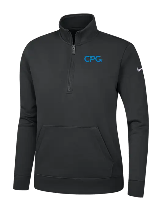 Nike Womens Dark Grey Club Fleece Sleeve Swoosh 1/2-Zip w/CPG Logo