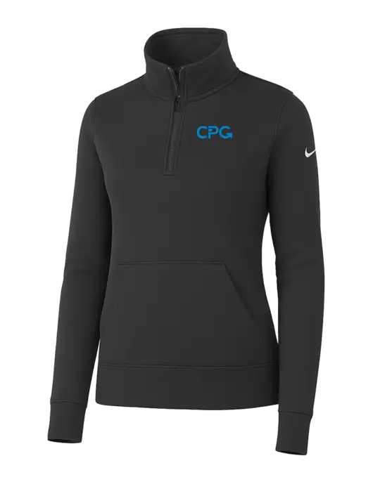 Nike Womens Dark Grey Club Fleece Sleeve Swoosh 1/2-Zip w/CPG Logo