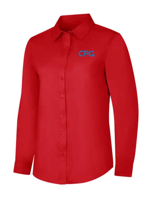 Red Womens Long Sleeve Superpro React Twill Shirt w/CPG Logo