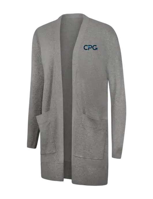 Mercer+Mettle Womens Light Grey Heather Open Front Cardigan Sweater w/CPG Logo