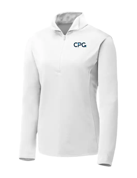 White Womens Posicharge Competitor ¼ Zip Pullover w/CPG Logo