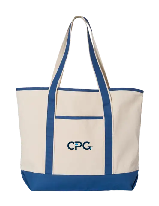 Natural/Royal Large Canvas Deluxe Tote w/CPG Logo