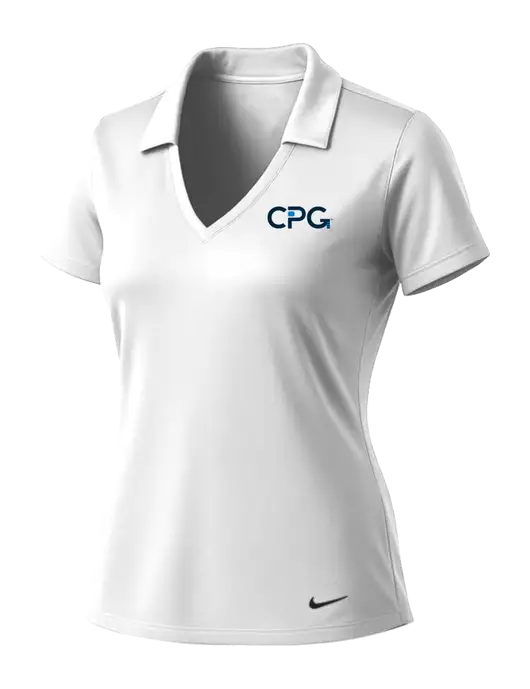NIKE White Womens Dri-Fit Vertical Mesh Polo w/CPG Logo