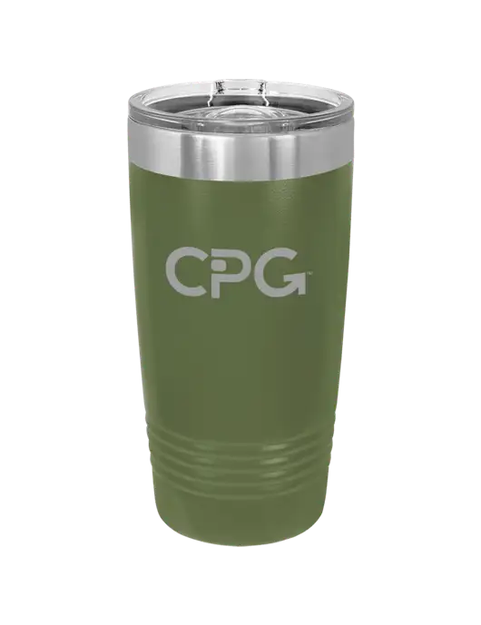 Polar Camel 20 oz Powder Coated Military Green Vacuum Insulated Tumbler w/CPG Logo