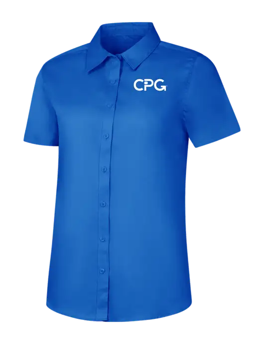Womens Short Sleeve Royal Blue Superpro React Twill Shirt w/CPG Logo