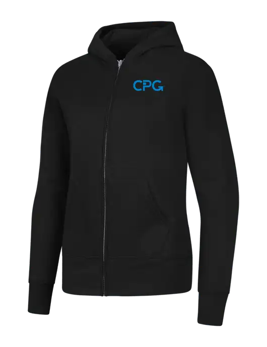 Jet Black Womens Core Fleece Full-Zip Hooded Sweatshirt w/CPG Logo
