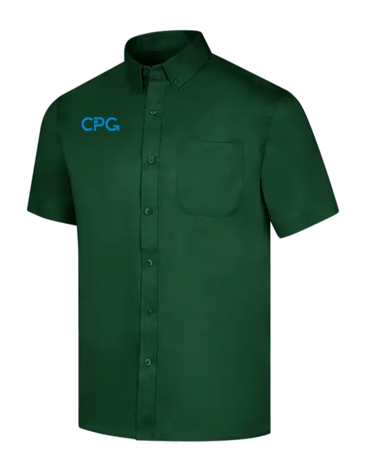 Short Sleeve Dark Green Superpro React Twill Shirt w/CPG Logo