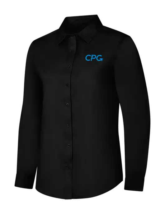 Womens Black Long Sleeve Superpro React Twill Shirt w/CPG Logo