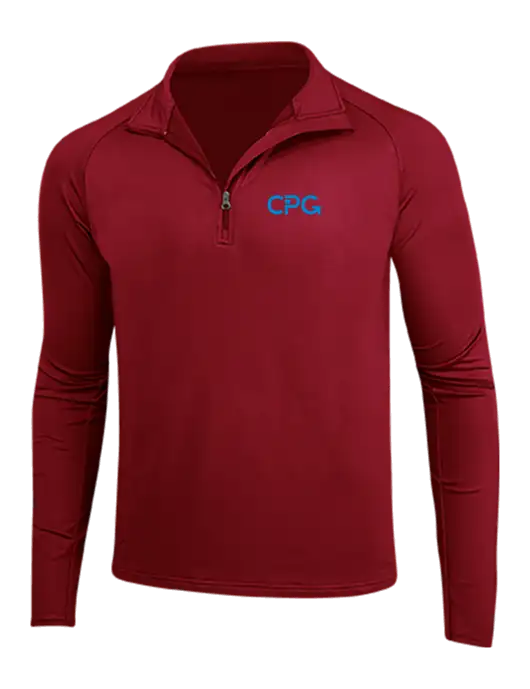 Red Sport Wick Stretch 1/4 Zip Pullover w/CPG Logo