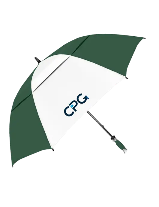 Dark Green/White Vented Typhoon Tamer Golf Umbrella w/CPG Logo