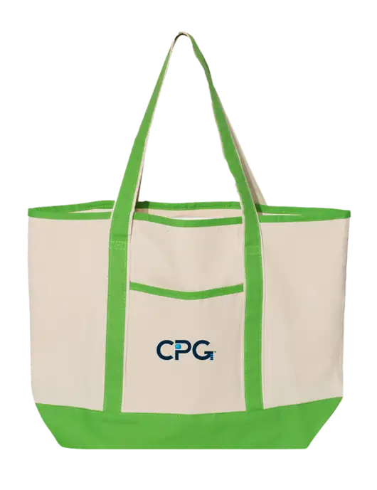 Natural/Light Kelly Large Canvas Deluxe Tote w/CPG Logo