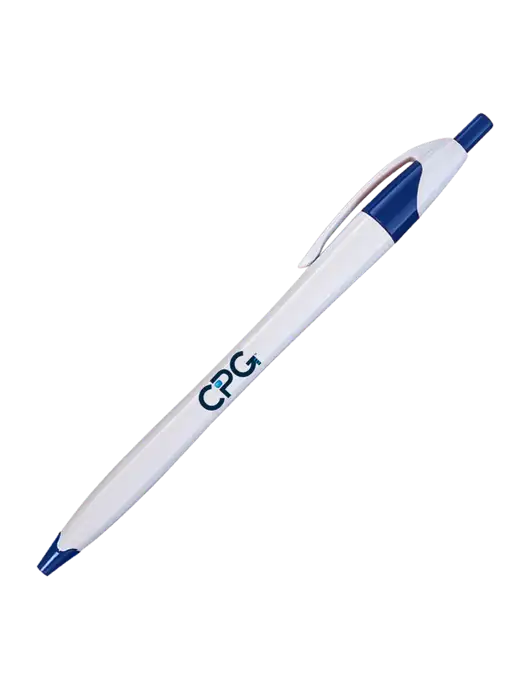 Novella White/Royal Classic Pen - Blue Ink w/CPG Logo