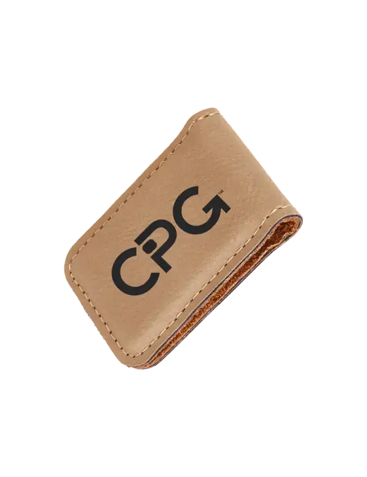 Tan Leatherette Money Clip w/CPG Logo