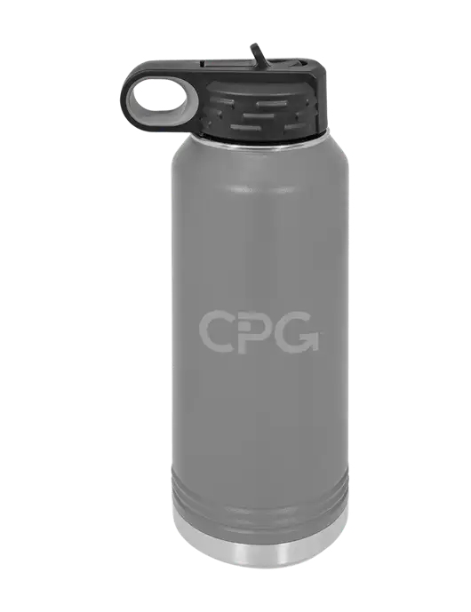 Polar Camel 32 oz Powder Coated Grey Vacuum Insulated Water Bottle w/CPG Logo