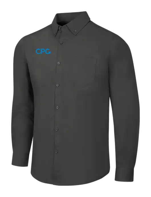 Dark Grey Long Sleeve Carefree Poplin Shirt w/CPG Logo
