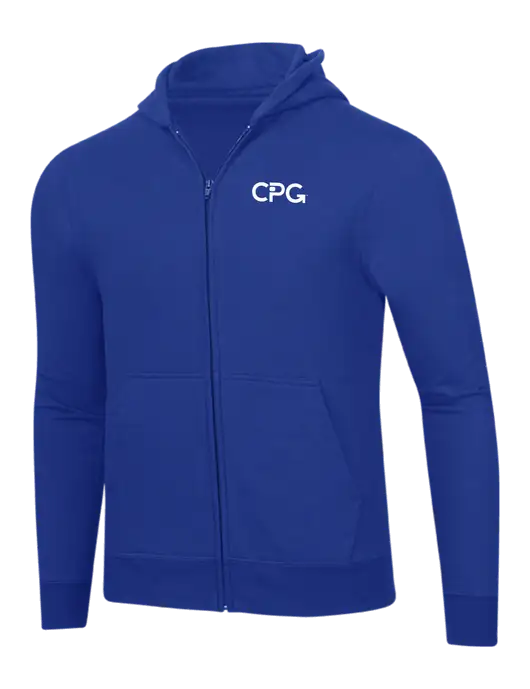 True Royal 8.5 oz Ring Spun Zip Hooded Sweatshirt w/CPG Logo