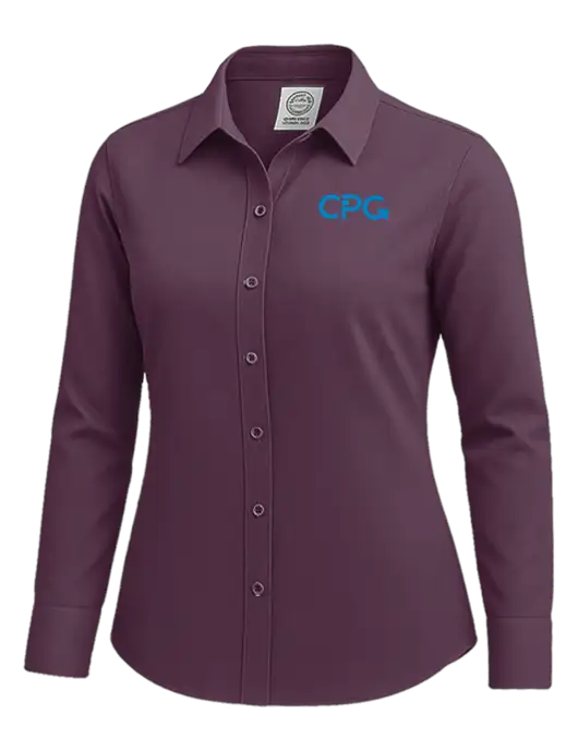 Brooks Brothers Womens Eggplant Wrinkle-Free Stretch Nailhead Shirt w/CPG Logo