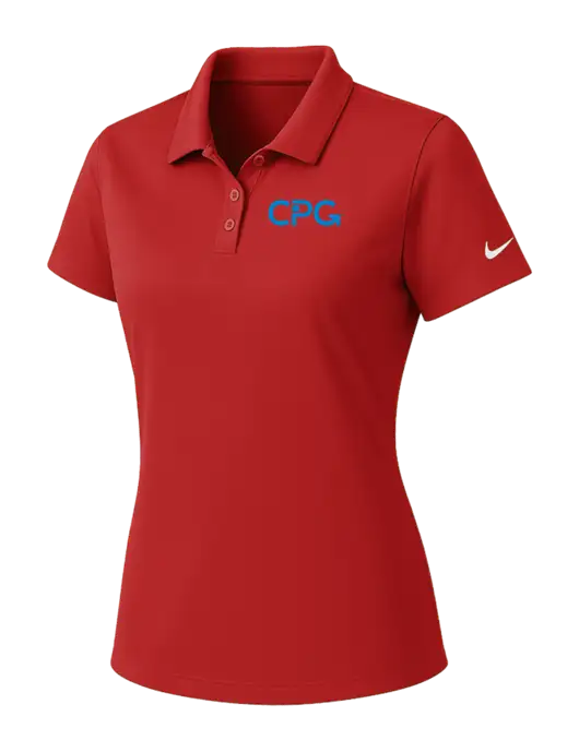 Nike Womens Red Dry Essential Solid Polo w/CPG Logo