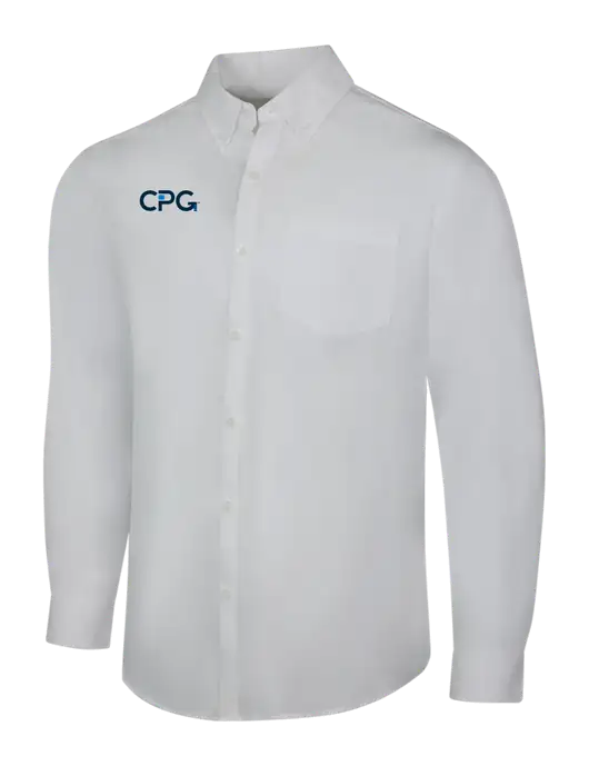 White Long Sleeve Carefree Poplin Shirt w/CPG Logo
