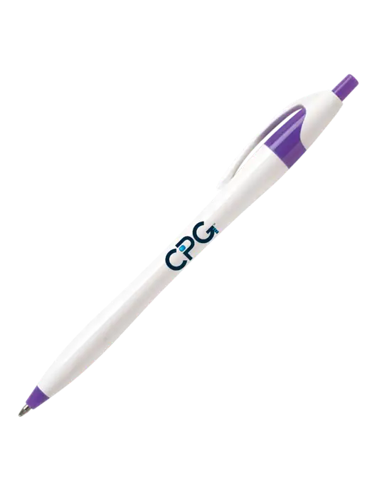 Novella Purple/White Splash Pen - Blue Ink w/CPG Logo