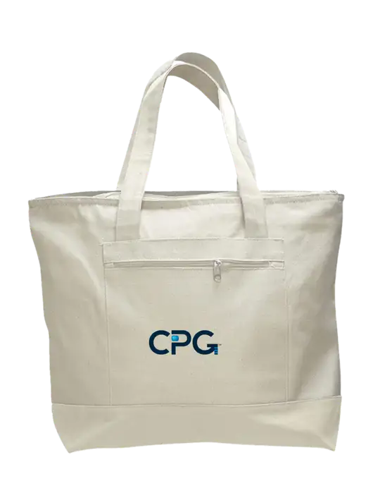 Natural Zippered Tote  w/CPG Logo