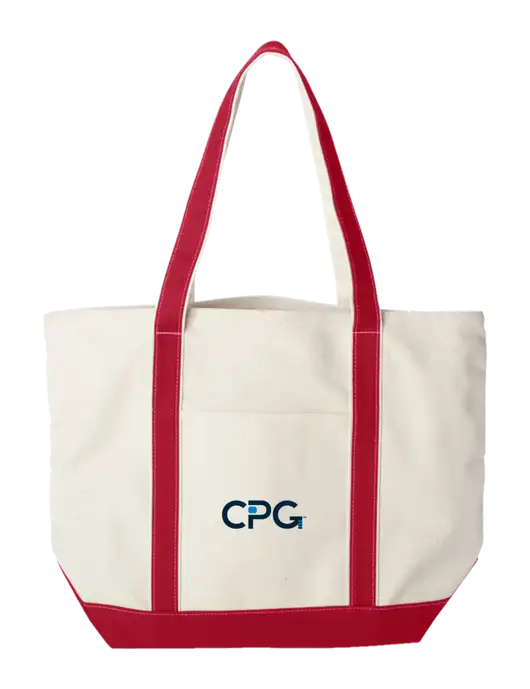 Extra Large Natural/Red Sturdy Canvas Carryall w/CPG Logo