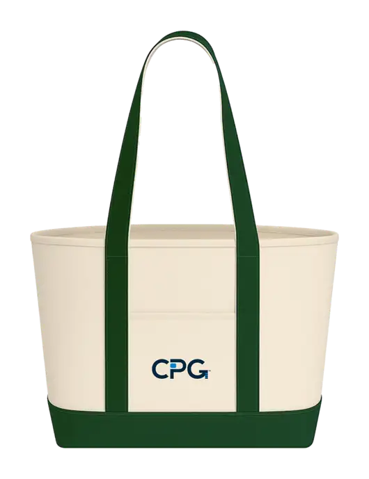 Natural/Dark Green Large Sturdy Cotton Canvas Carryall  w/CPG Logo