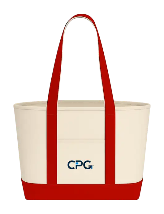 Natural/Red Large Sturdy Cotton Canvas Carryall  w/CPG Logo